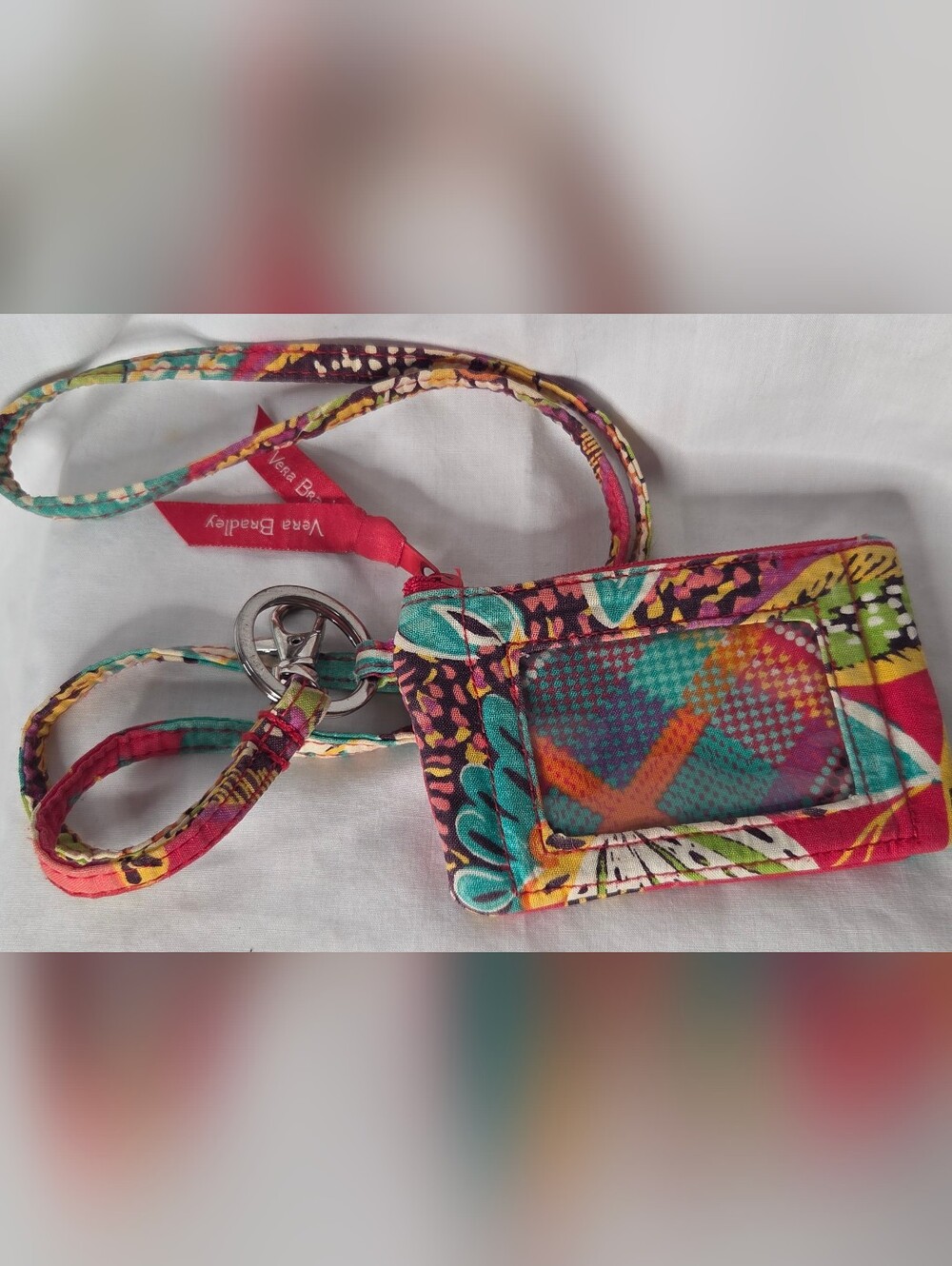 Vera Bradley Rumba Multicolor Floral Wristlet Zip Wallet, ID Window, Key Ring